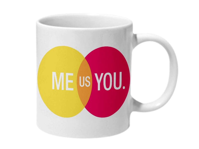 Multicolor Me You Us Ceramic Mug
