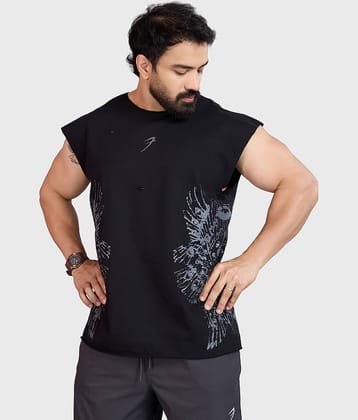 Fuaark Black Cotton Oversized Fit Men's Tanks ( Pack of 1 )