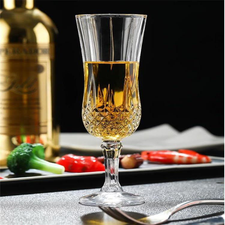 Premium Stylish Crystal Long Wine Glass Vintage Diamond Cut Design Glass for Juice,Beer, Whiskey, Cocktails,Mixed Drinks (Crysta Wine Glass)(155 Ml)