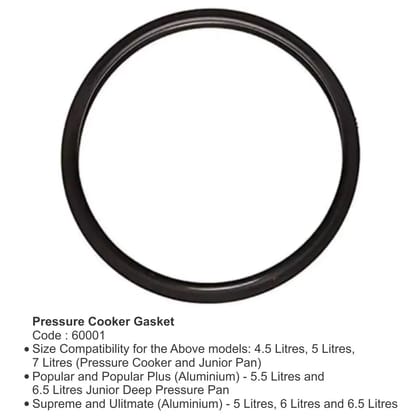 Prestige Aluminium Junior Pressure Cooker Gasket - PR60001 | Black | 1 Pc
