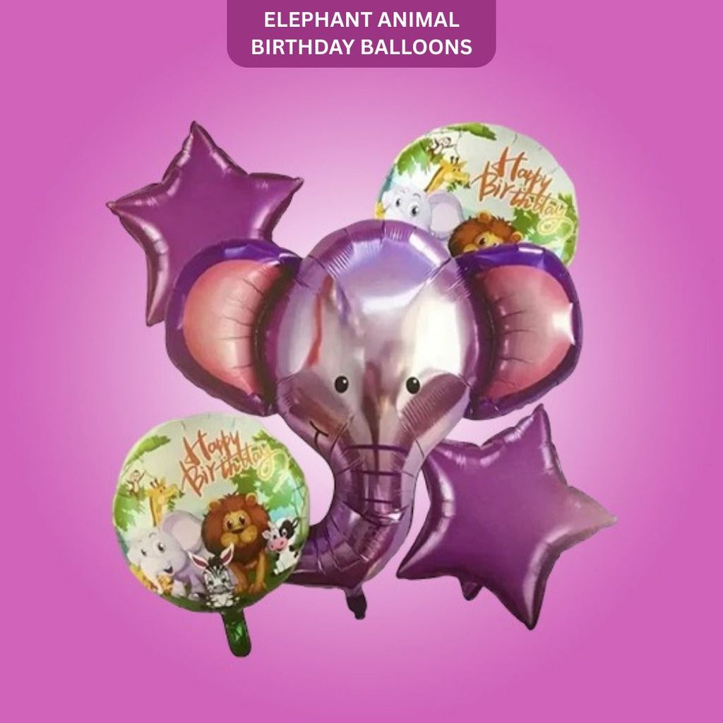 Jungle Animal Elephant Birthday Balloon Set Of 5 ( w/ Helium Gas ) - Party and Festive Needs | Buy online on ZillyBuy