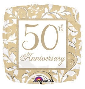 Happy 50th Anniversary Golden Print Balloon - 18 inches -1PC - Party and Festive Needs | Buy online on ZillyBuy