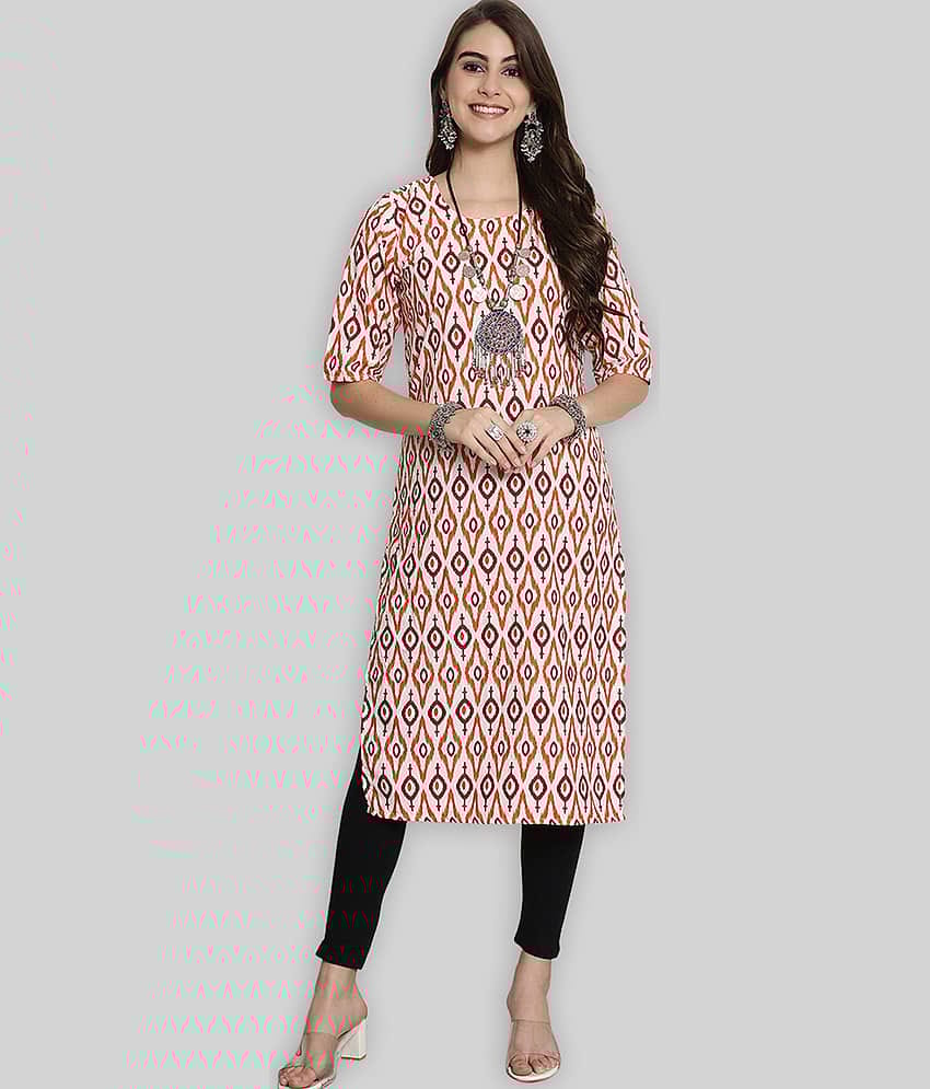 7Threads Crepe Printed Straight Women's Kurti - Multicolor ( Pack of 1 )