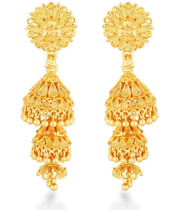 VIVASTRI Golden Jhumki Earrings ( Pack of 1 )