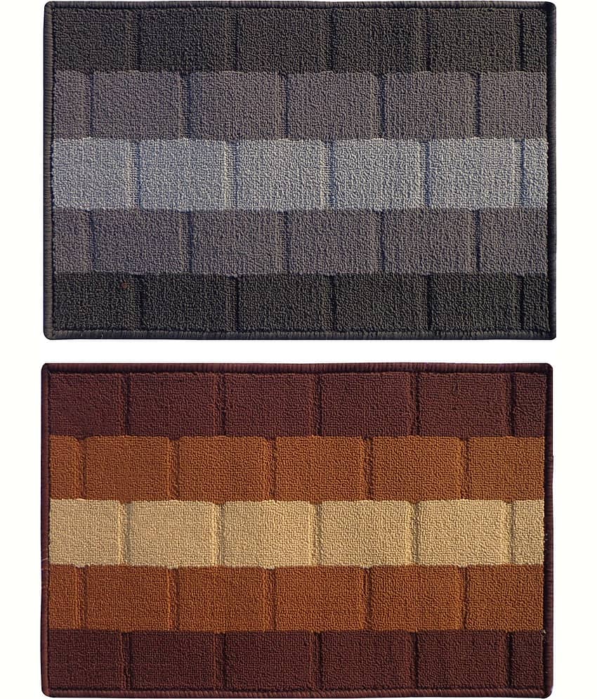 Status - Anti-skid Polyester Door Mat ( 58 X 30 cm ) Set of 2 - Multi