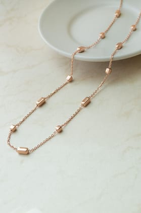 Cuboidal Game Rose Gold Plated Sterling Silver Chain-Rose / 18 inches adjustable upto 20 inches