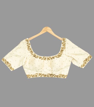 Festive Gold Embroidered Off-White Blouse -RB5128-38 / Gold