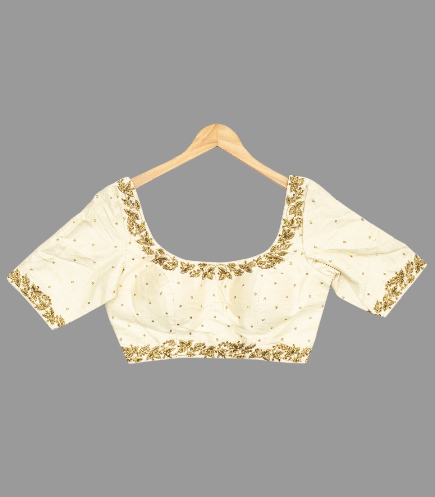 Festive Gold Embroidered Off-White Blouse -RB5128-38 / Gold