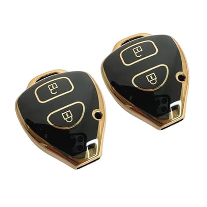 Innova 2012-2016 | Car Accessories | TPU Premium Car Key Cover | Protects Keys, 2-Button Compatible, Pack of 2, Black