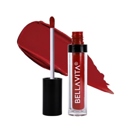 Bella Vita Organic Kiss-Proof Liquid Lipstick | 3.8 ml | 18-hr Stay | Transferproof Lipstick | Long Lasting | Ultra Matte Finish | Intense Moisturisation | Waterproof Liquid Lipsticks for Women | Scarlet Red Bella Vita Organic Kiss-Proof Liquid Lipstick 