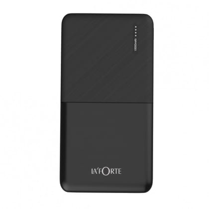 LA' FORTE 10000mAh 12W Lithium-Polymer Power Bank | Dual Input, Dual Output | Black, Type-C Cable Included-Black