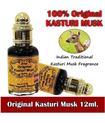 INDRA SUGANDH BHANDAR Attar For Men|Religious Use Pure & Original Kasturi Rich & Divine Musk Long Lasting Fragrance 12ml Rollon Pack