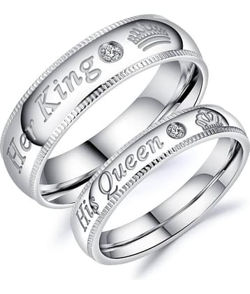 FASHION FRILL - Silver Couple Ring ( Pack of 1 )