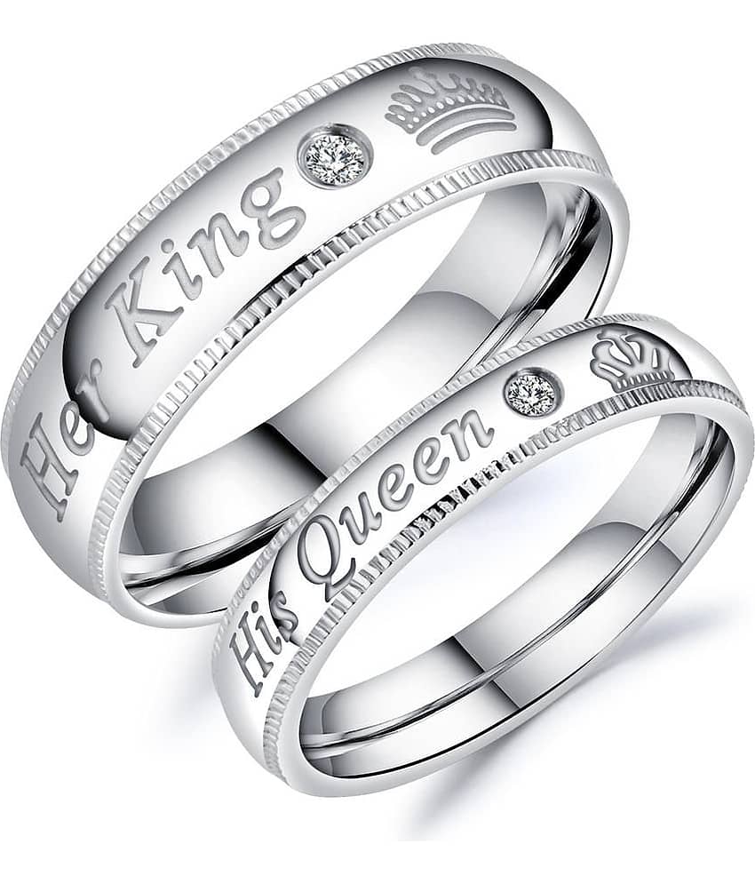 FASHION FRILL - Silver Couple Ring ( Pack of 1 )