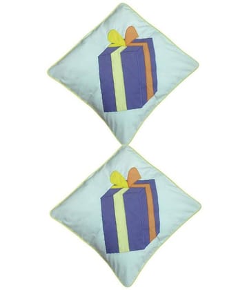 HUGS N RUGS Set of 2 Cotton PatchWork Square Cushion Cover (40X40)cm - Purple