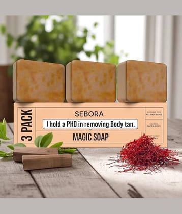 Sebora Skin Whitening Saffron & Sandalwood Magic Ghar Soap Soap for All Skin Type ( Pack of 3 )