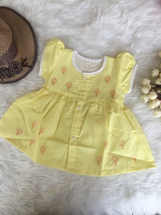 Baby Frock - A816 - Yellow-0 - 6 months