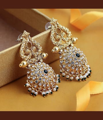 Sukkhi Stunning Pearl Gold Plated Austrian Diamond Dangle Earring for Women