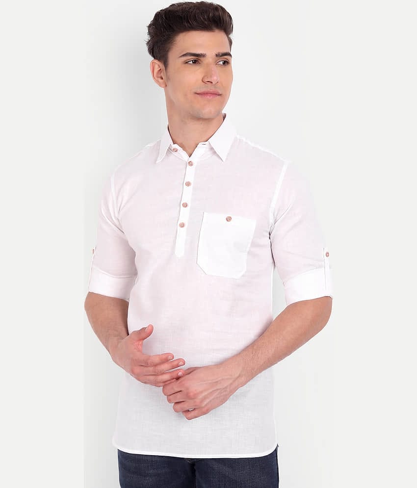 Vida Loca - Beige Cotton Men's Shirt Style Kurta ( Pack of 1 )