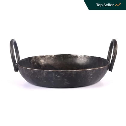 Seasoned Iron Flat Bottom Kadai-8 inch