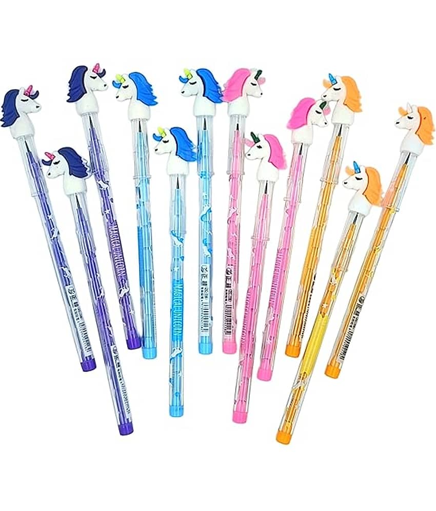 ECLET Beautiful Designer Unicorn Pencils (Pack of 12 Pencils) Assorted Colours