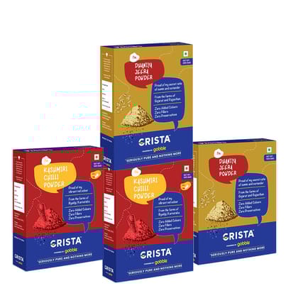 CRISTA Kashmiri Chilli Powder And Dhaniya Jeera Powder Combo Pack, 500 gm Each - Pack of 4 CRISTA Kashmiri Chilli Powder And Dhaniya Jeera Powder Combo Pack, 500 gm Each - Pack of 4