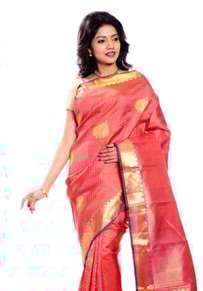 Orange Kanchipuram Silk Saree
