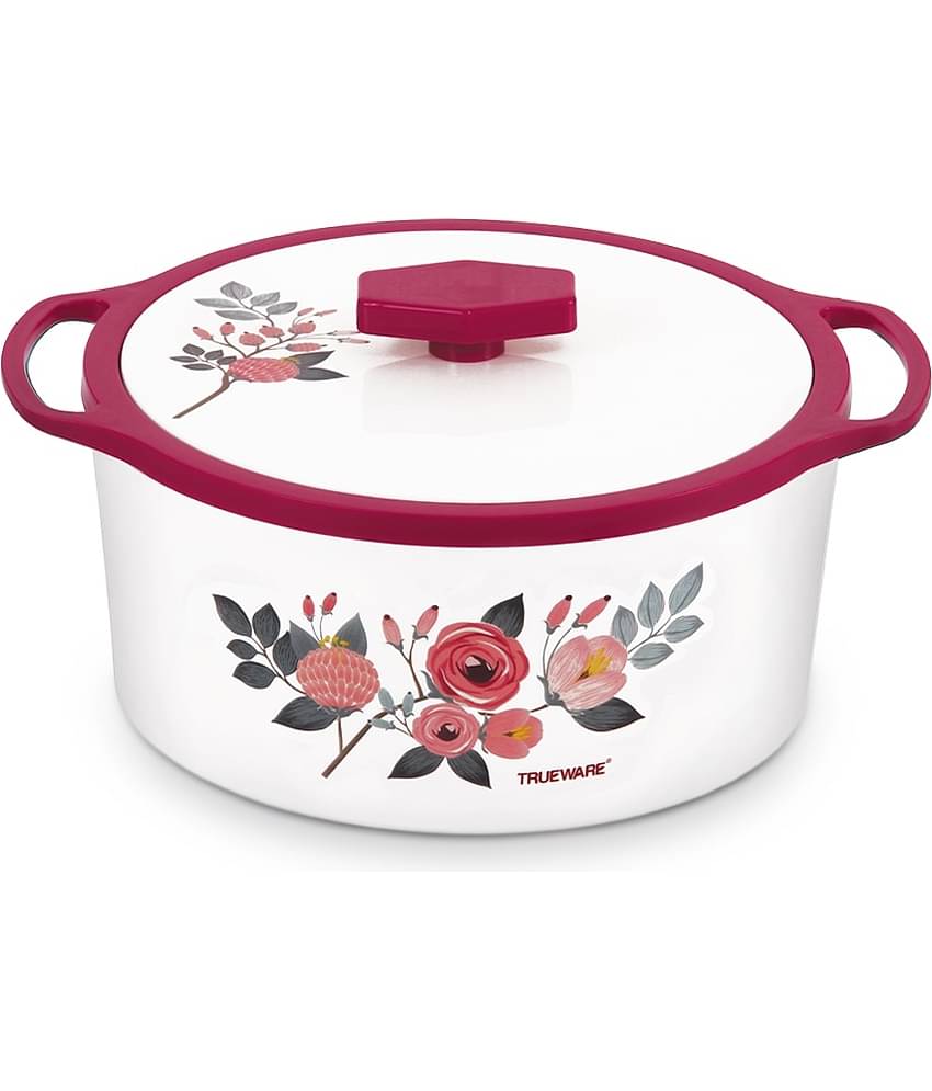 Trueware Florra Inner Steel Red Plastic Thermoware Casserole ( Set of 1 , 1500 mL )