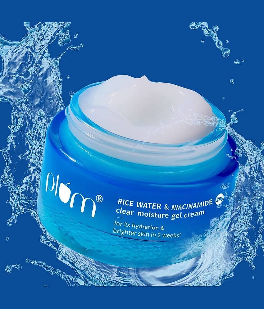 Plum 2% Niacinamide & Rice Water Gel Cream Moisturizer | Brightens skin | Oil-free (50 g)