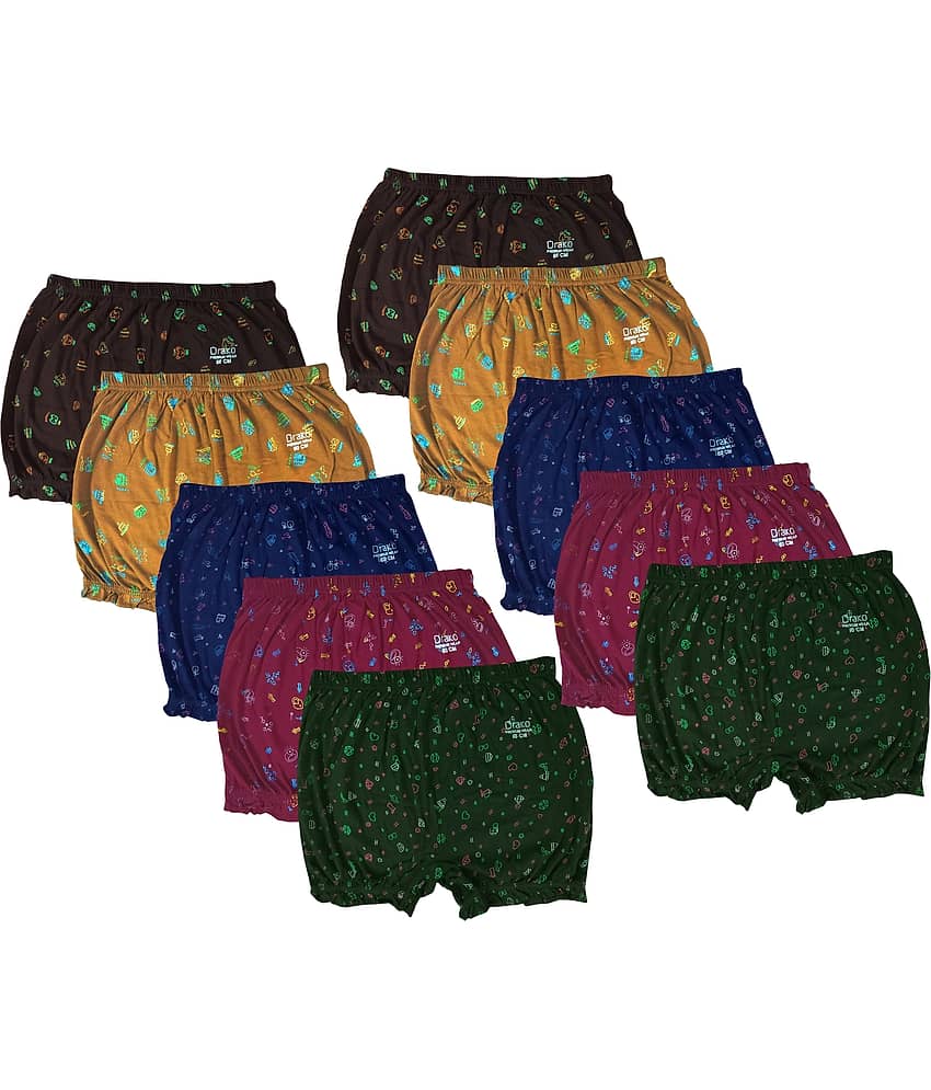 Drako Pack of 10 Cotton Bloomers For Girls ( Multicolor )