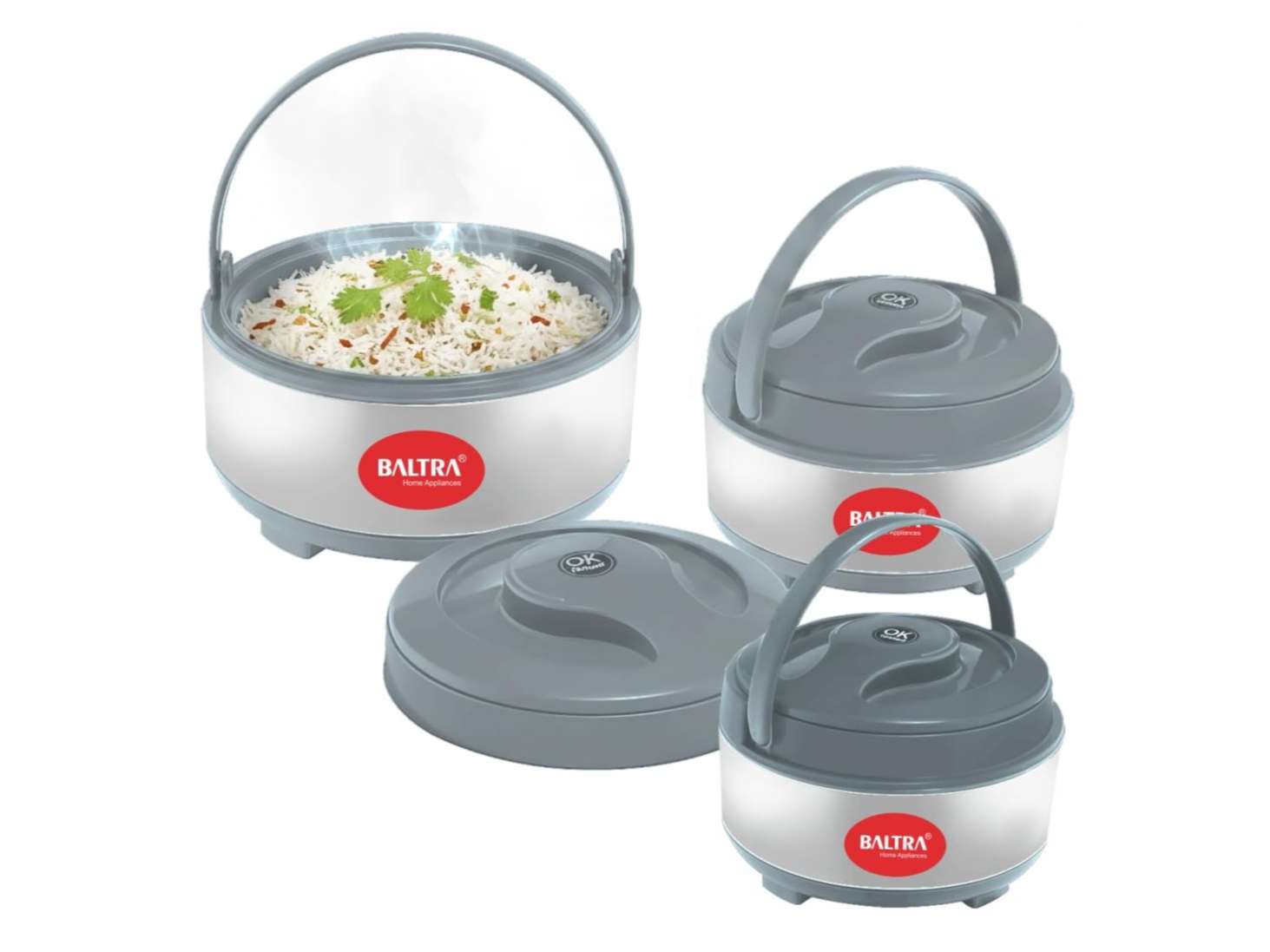 BALTRA Set of 3 Cheris Casserole Set with Lid (1000ml, 1500ml, 2000ml) Insulated Hot Pot