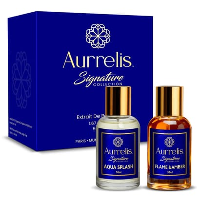 Aurrelis Signature Extrait De Parfum Combo Pack of 2 Aqua Splash & Flame & Amber | Gift Set for Men & Women (50 ml x 2) Aurrelis Signature Extrait De Parfum Combo Pack of 2 Aqua Splash & Flame & Amber | Gift Set for Men & Women (50 ml x 2)