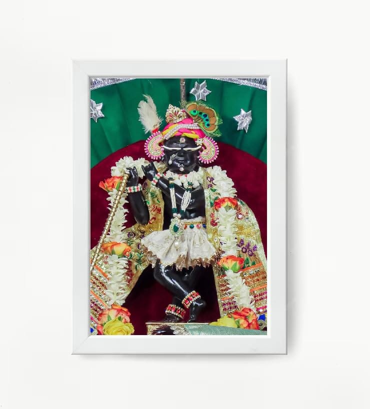 NOKKES Radha Raman Ji Vrindavan Radha Raman Thakur Ji White Photo Frames Religious Photo frame 5X7 Inch Photo Frame_QWW88
