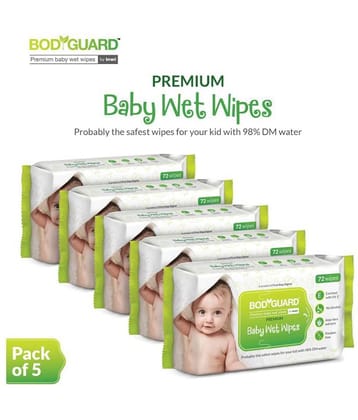 Bodyguard Baby Wet Wipes - (5 Packs, 72 Wipes per Pack)