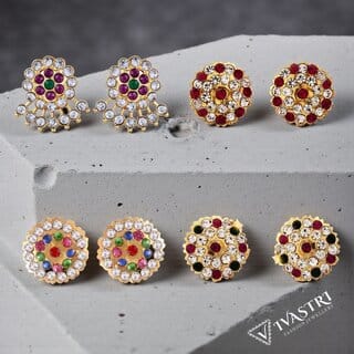 Vivastri Premium Gold Plated Alloy Stud Earrings Combo for Women & Girls Pack of 4