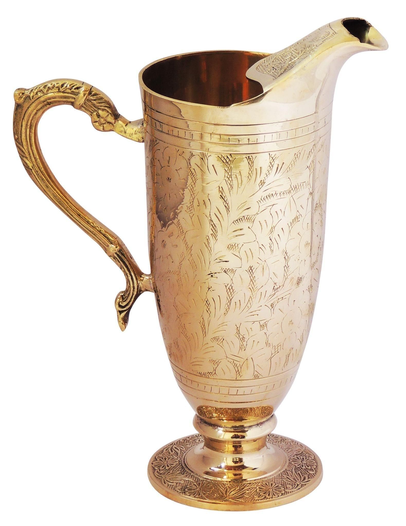 Brass Jug Mughal Design 1.3 Litre - 9*5*12 inch (Z282 C)
