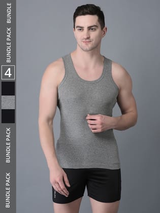 Men's Pack of 4 Solid Combed Cotton Vest