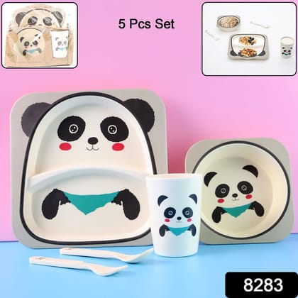 Eco-Friendly Panda-Themed Kids Dinnerware Set (5 Pc) | Assorted Colour