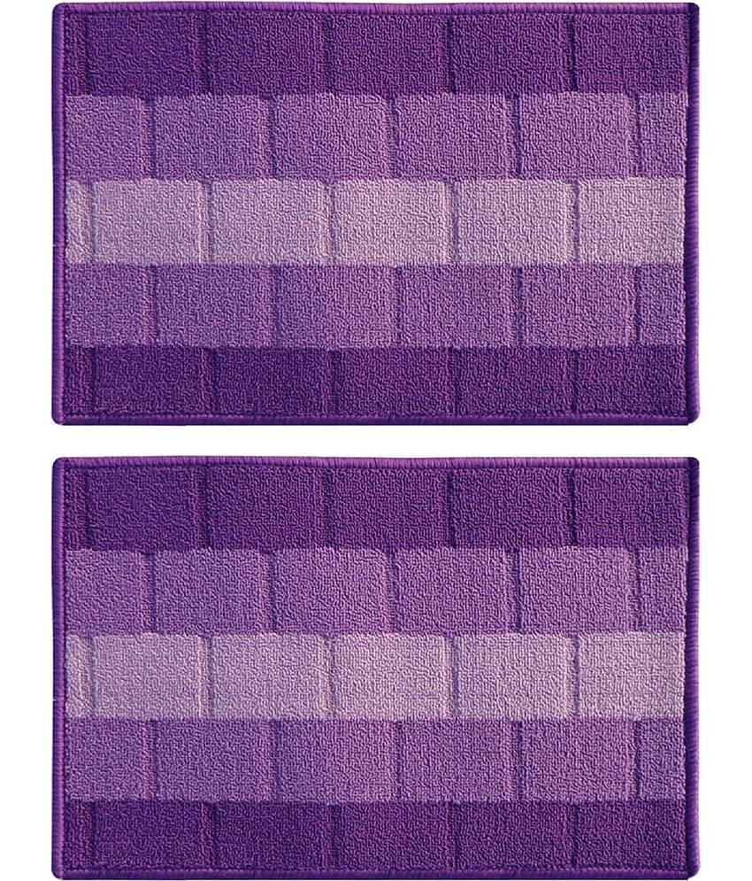 Status - Anti-skid Synthetic Door Mat ( 58 X 30 cm ) Set of 2 - Purple