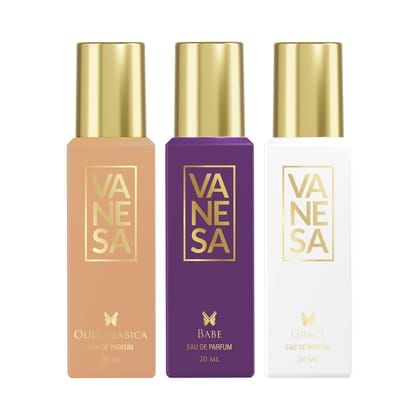 Vanesa Pack of 3 Perfume (Oud Arabica +Babe + Grace) - 20ml Each