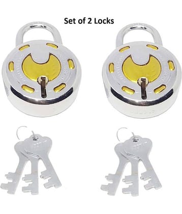 Unikkus Set of 2 lock for Home door room house lock Size 50mm Hardened shackle padlock brass combination made locks