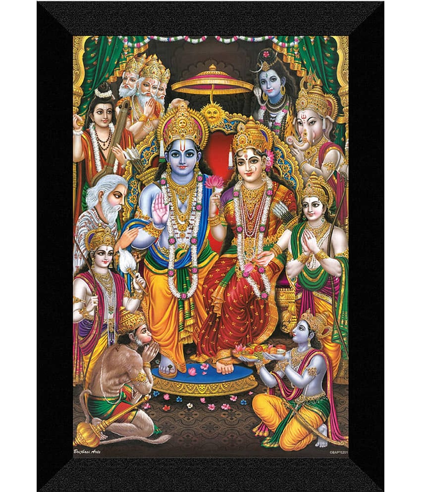 saf RAM DARBAR PAINTING Digital Reprint 14 inch x 11 inch Painting (With Frame)