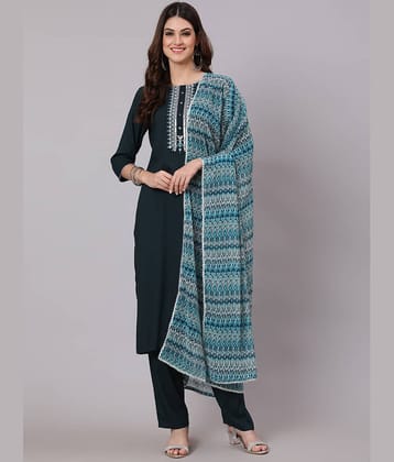 Antaran - Blue Straight Rayon Women's Stitched Salwar Suit ( Pack of 1 )