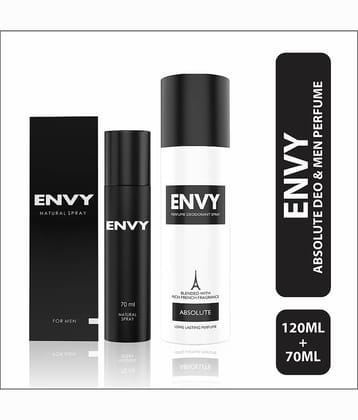 Envy Absolute Deodorant - 140ML & Natural Spray Black Men Perfume - 70ML (Combo Pack of 2)