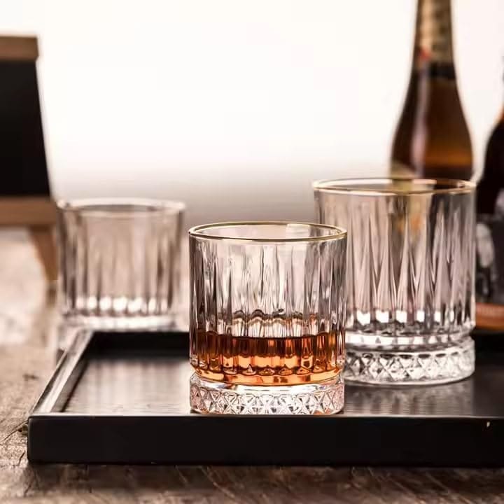 Whiskey Brandy Glasses | 310 ML | Premium Stylish Wine Glass | Old Fashion Rocks Tumblers | Cocktail Scotch and Rum |