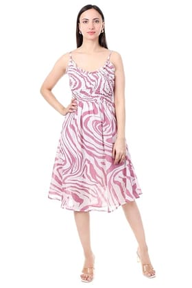 MR ANDERSONS Pink and White Zebra Print Sleeveless A Line Summer Dress