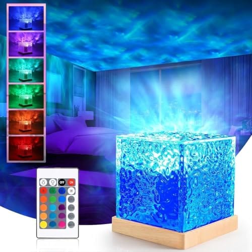Lamp Projector with Remote, 3D Water Ripple LED Night Light for Bedroom, Romantic Decor, Gift for Couples