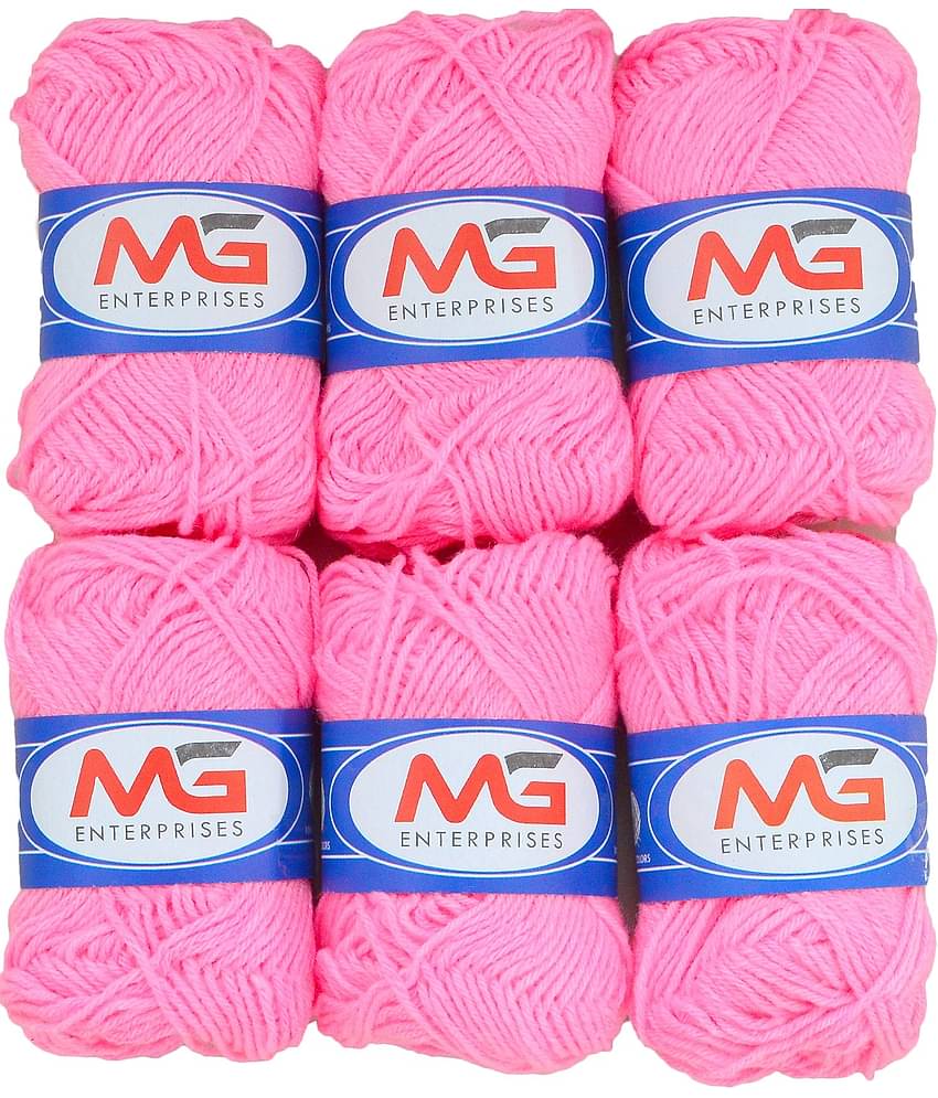 Wool Pink (6 pc) M.G  Wool Ball Hand Knitting Wool/Art Craft  Fingering Crochet Hook Yarn, Needle Knitting Yarn Thread Dyed