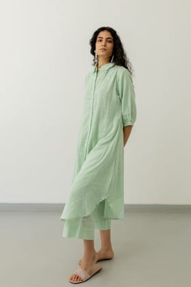 Mint Cotton Tunic and Pants Set-S