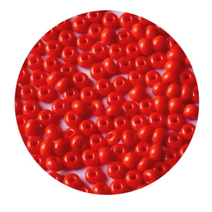 Red Roundel Glass Seed Beads for Jewelry Making. (CRSB-017)-Per Packet of 50 Gram / 8/0 (3 MM) / Red